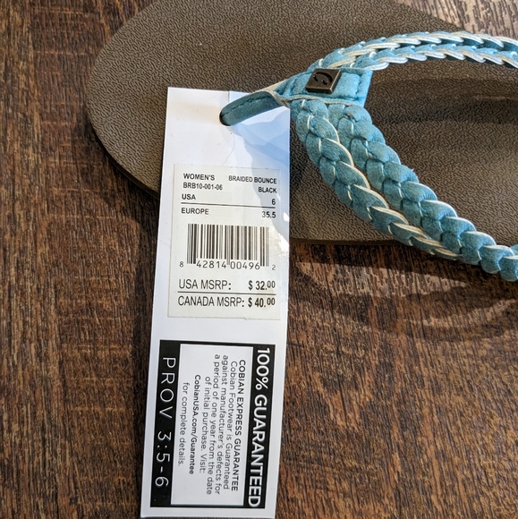 Women's Cobian Leucadia Turquoise Braided Sandals, NWT Size 6 - Picture 3 of 5
